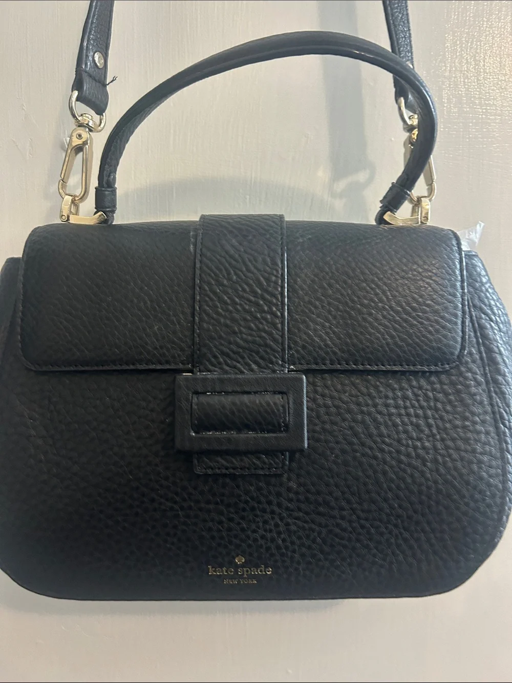 kate spade Black Pebbled Leather Satchel with Top Handle